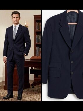 Ralph Ralph Lauren Pure New Wool Classic Navy Single Breasted Office Blazer 40R